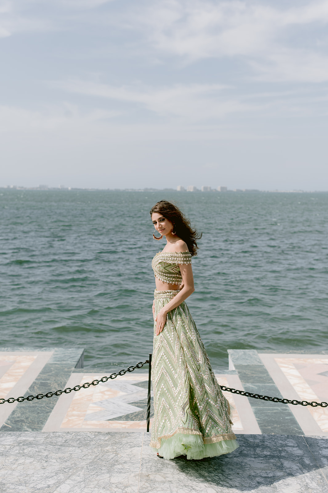"Elegant and romantic Ringling Museum engagement shoot with stunning Indian couple"
