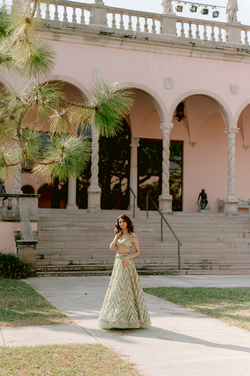 "Elegant and timeless engagement session captured at the Ringling Museum"
