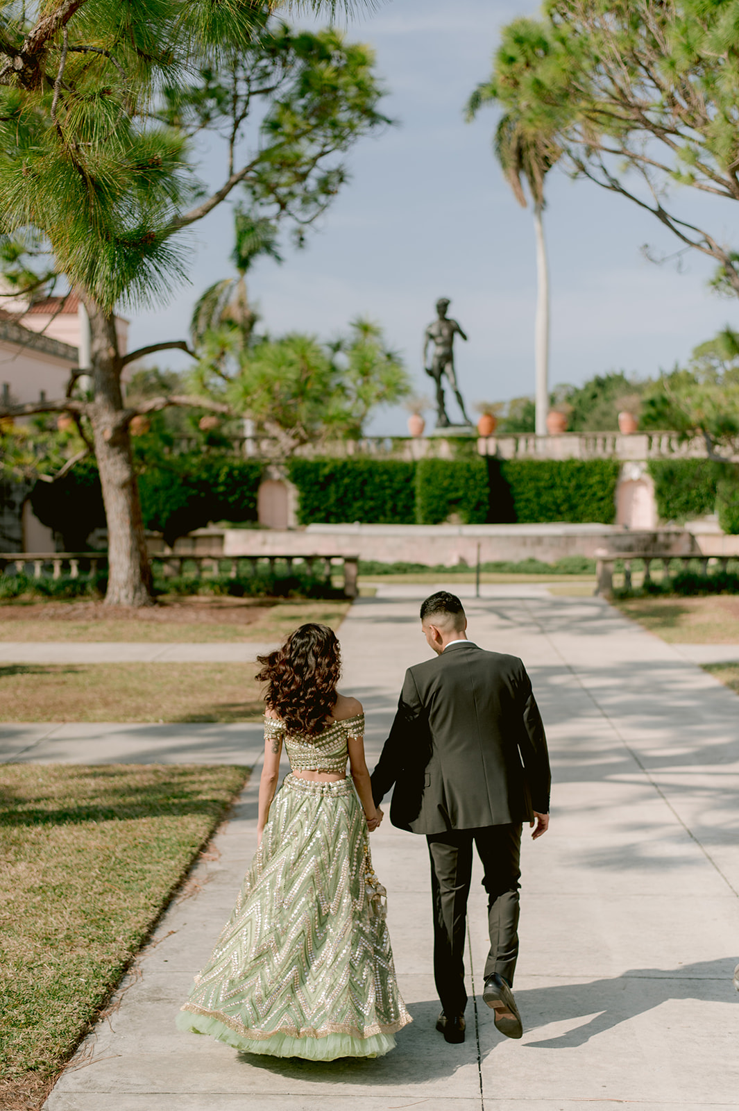 "Ringling Museum engagement shoot with Ca' d'Zan as a picturesque location"
