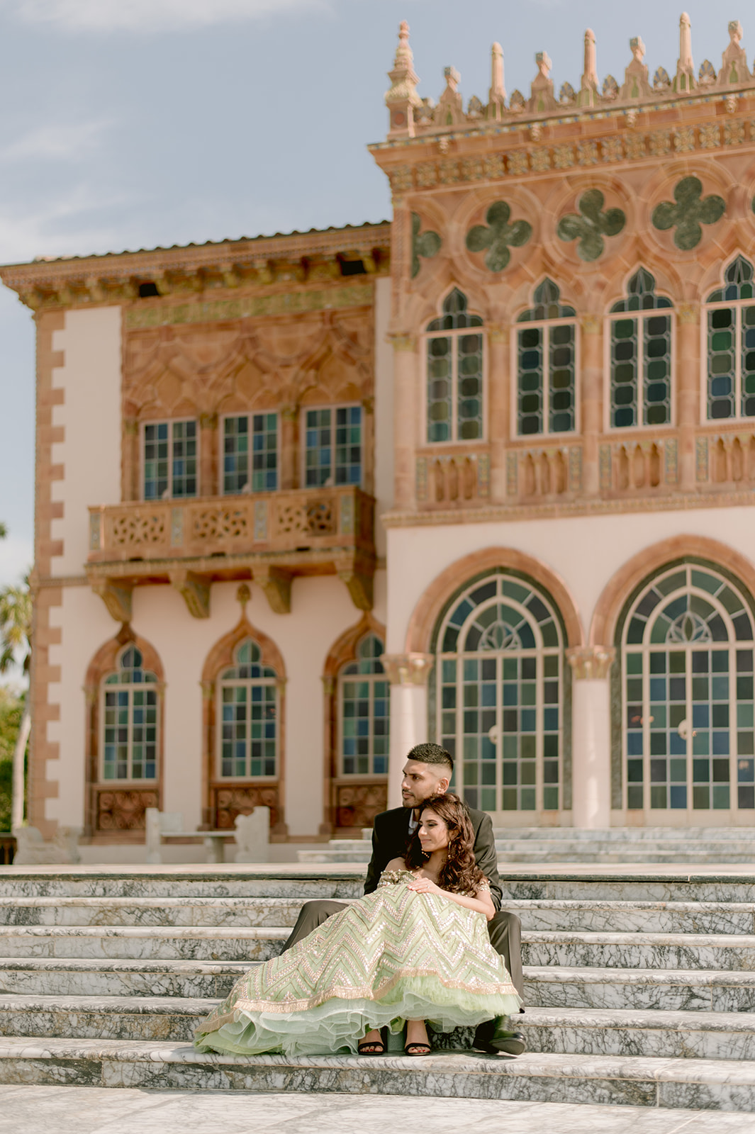 "Ringling Museum engagement shoot captures the beauty and elegance of Indian culture and love"
