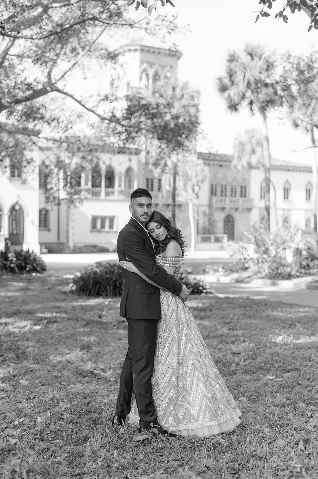 "Ringling Museum engagement shoot captures the romance and beauty of Indian culture"
