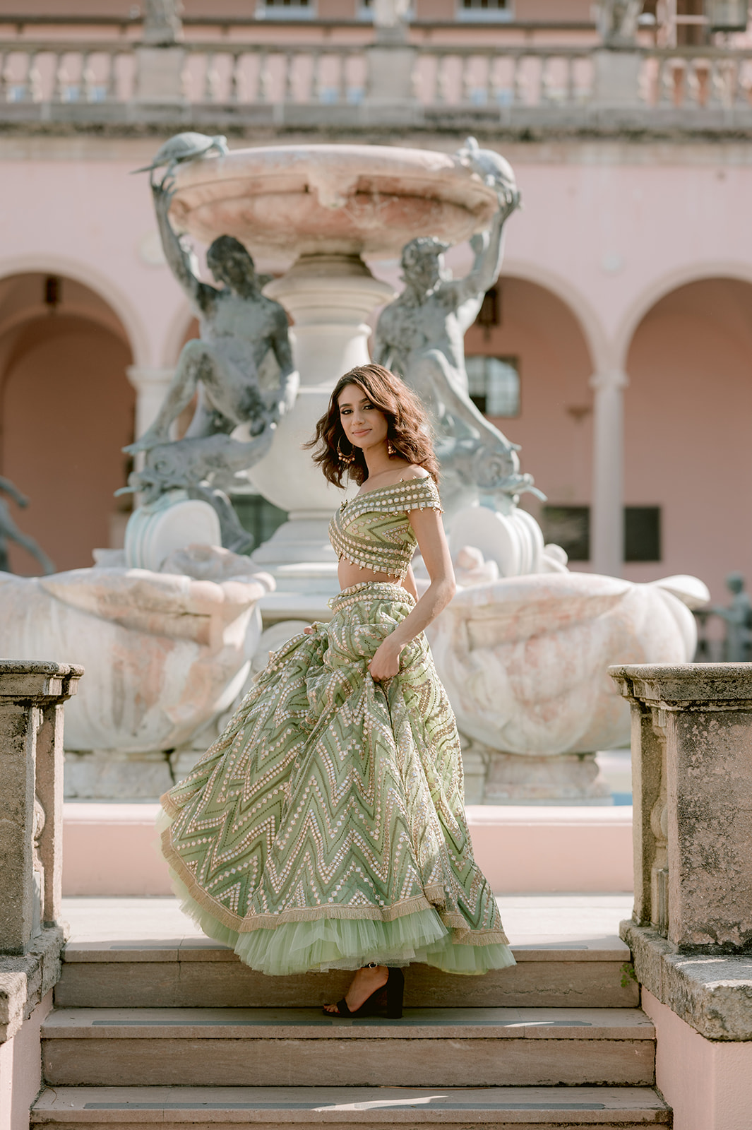 "Ringling Museum engagement shoot featuring the beautiful Ca' d'Zan mansion"
