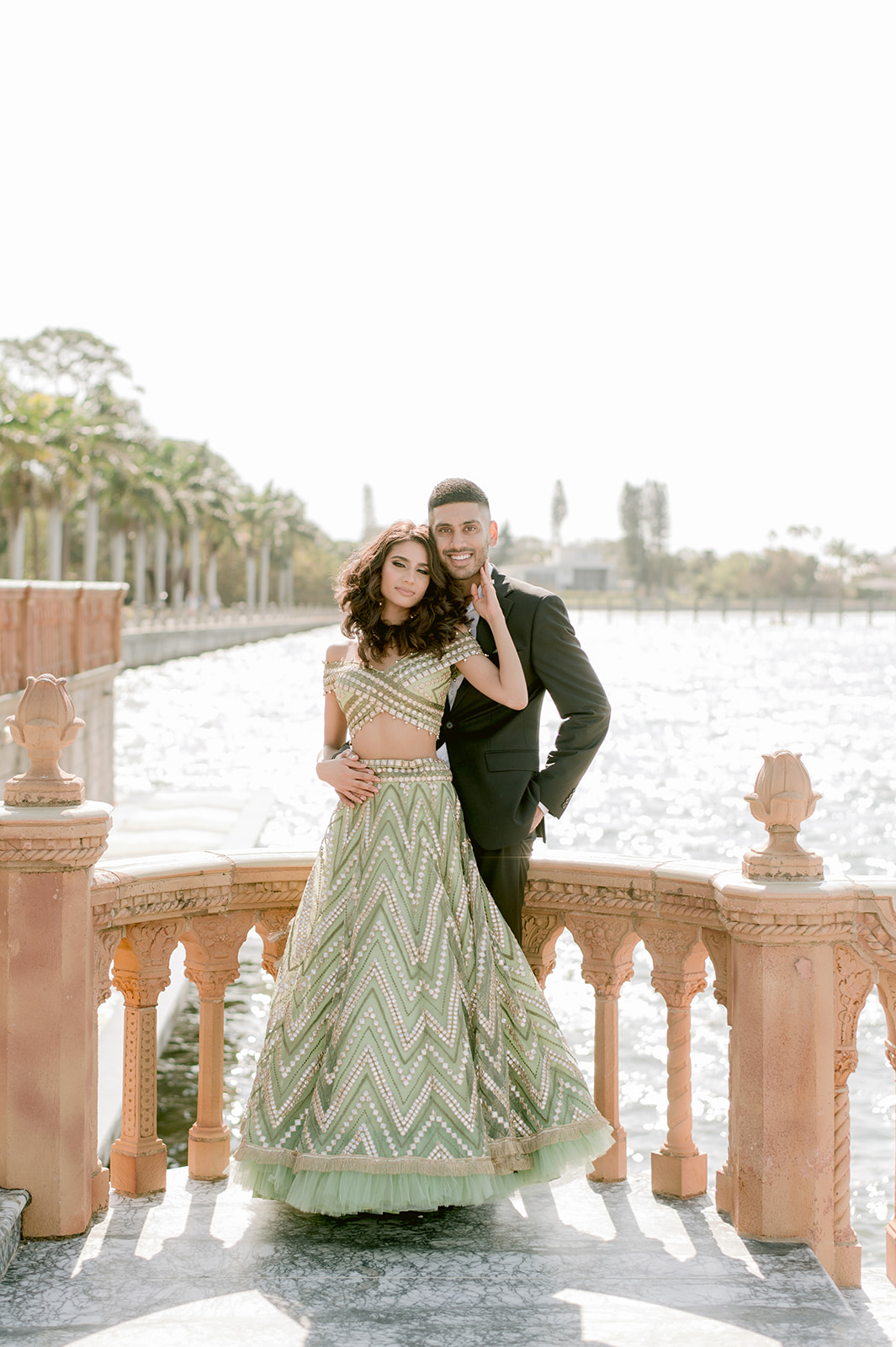 "Ringling Museum engagement shoot with Indian couple captures the magic of love and stunning location"

