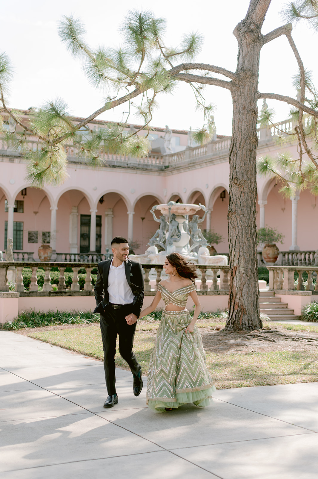 "Romantic and elegant engagement session at the John and Mable Ringling Museum"
