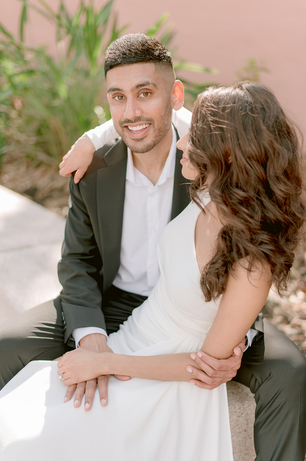 "Romantic engagement session at the Ringling Museum's Ca' d'Zan mansion features stunning Indian couple in traditional a