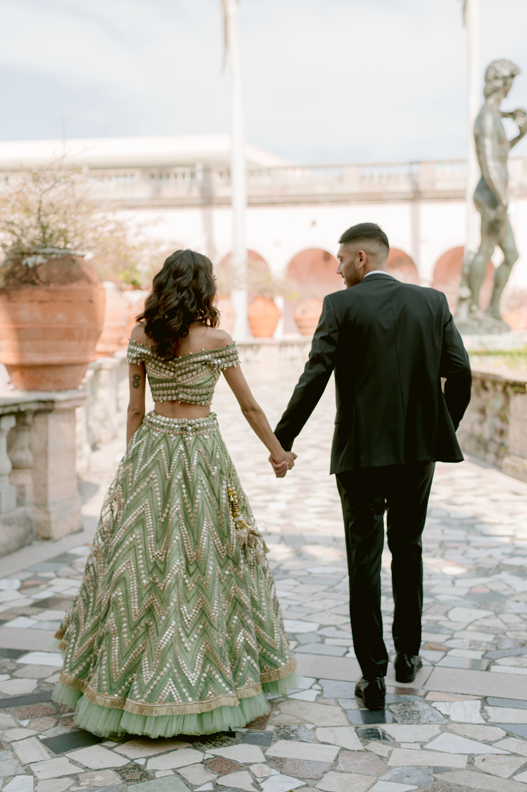 "Stunning Indian couple capture the essence of love in their engagement session at the Ringling Museum"
