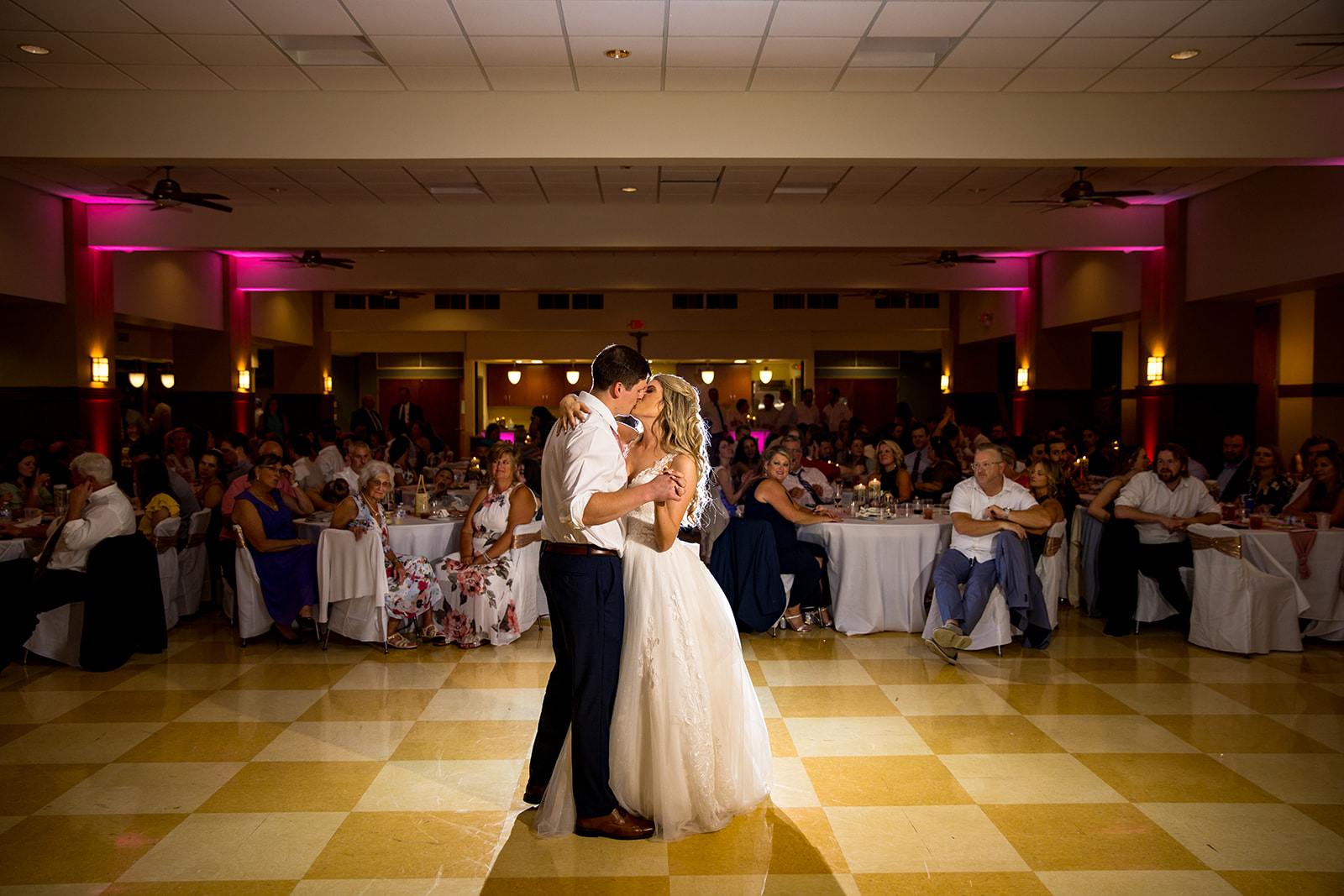 Wedding couple share first dance during their reception in Northern Kentucky
