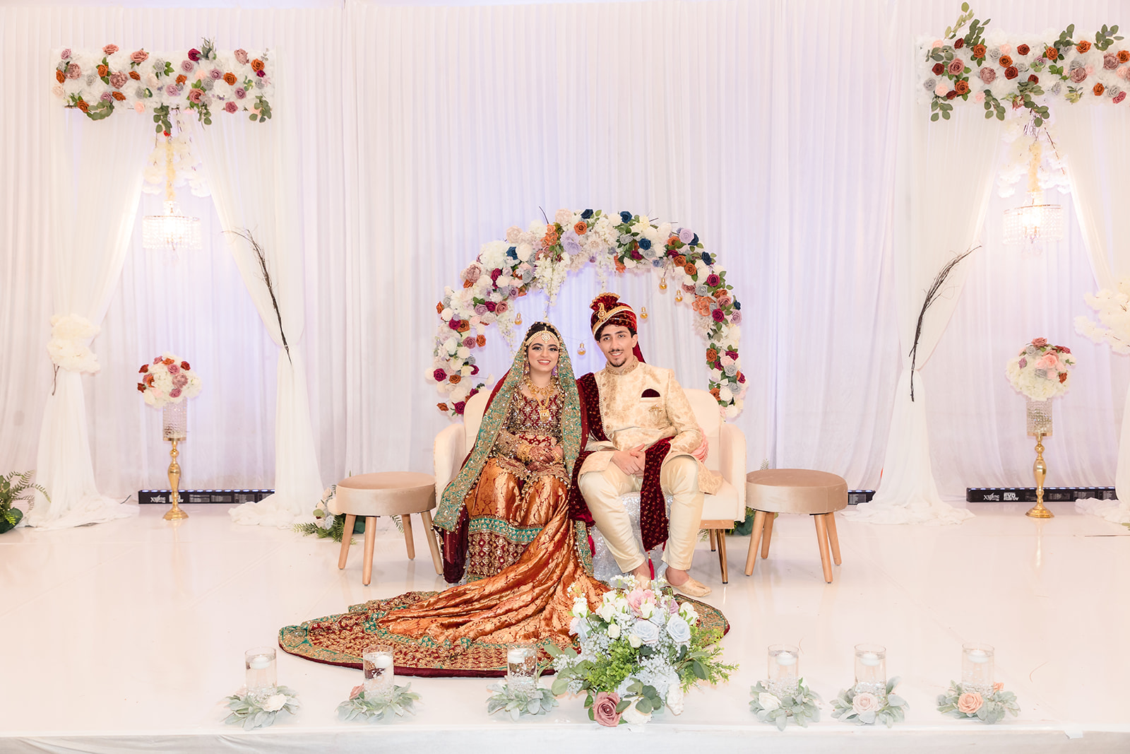 Nikkah couple on their decorated stage