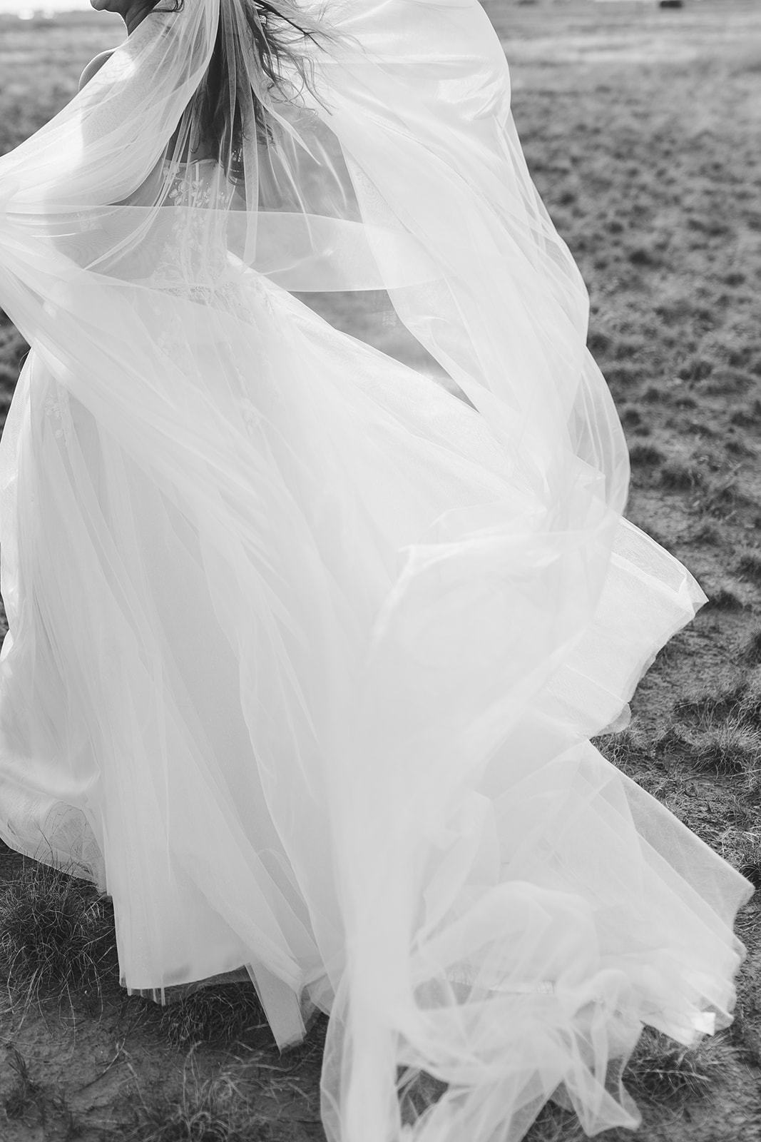 detail shot of wedding dress in west texas