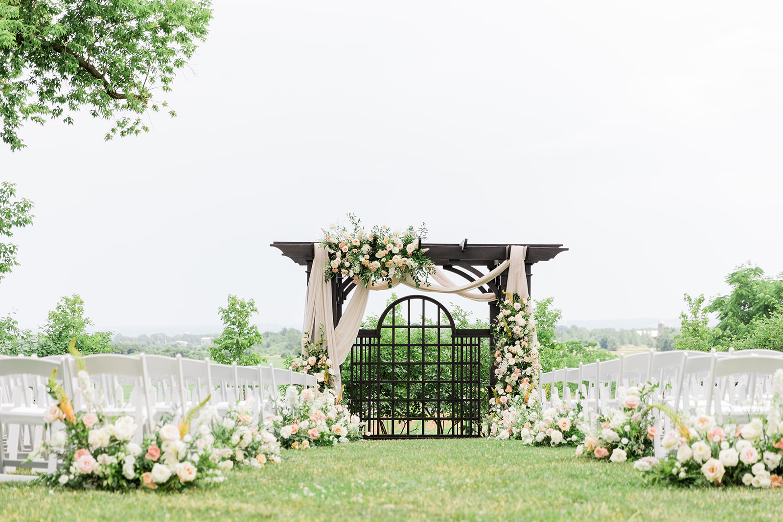 ceremony space at farm to table wedding by jess collins photography