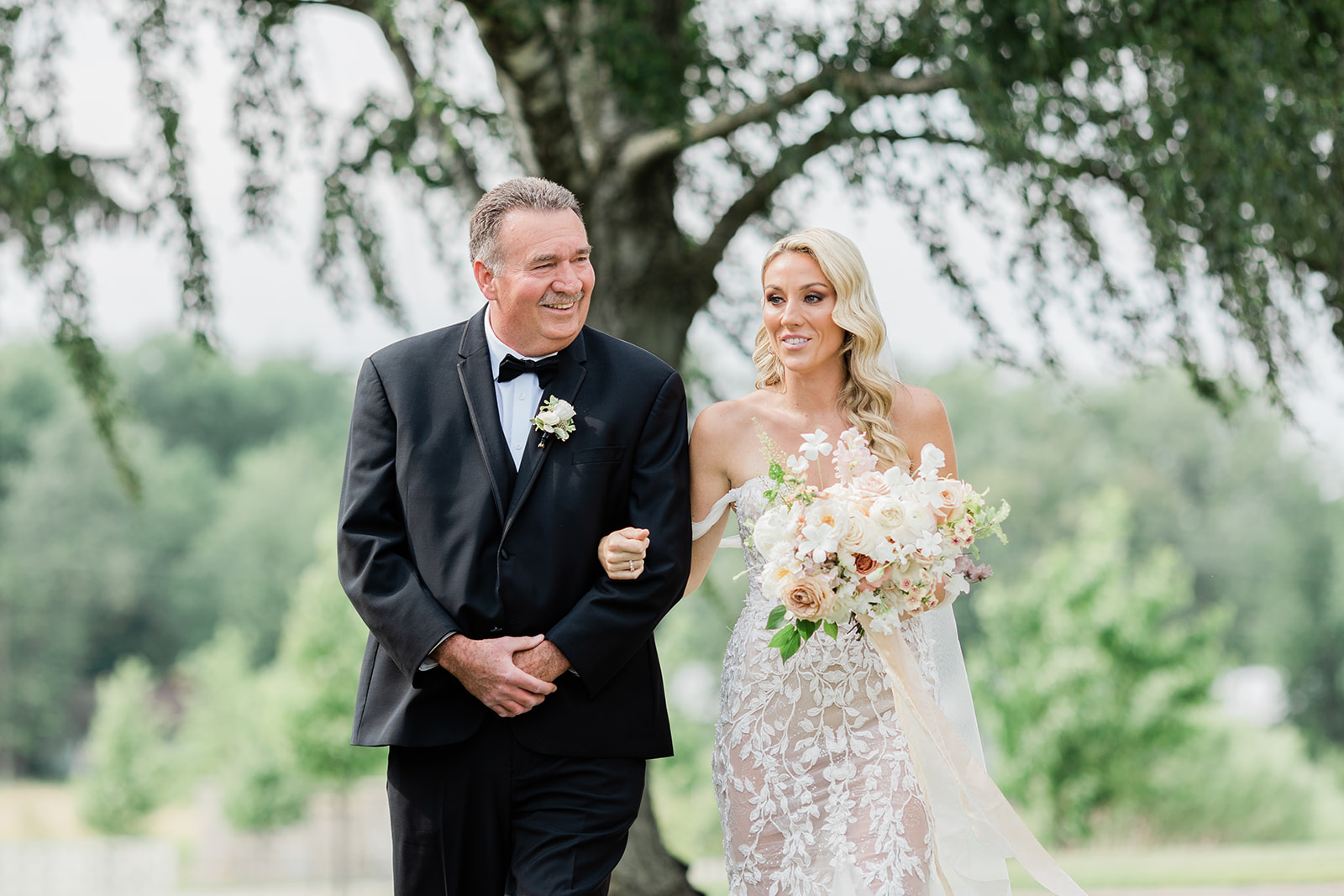 father bride wedding ceremony at farm to table wedding by jess collins photography