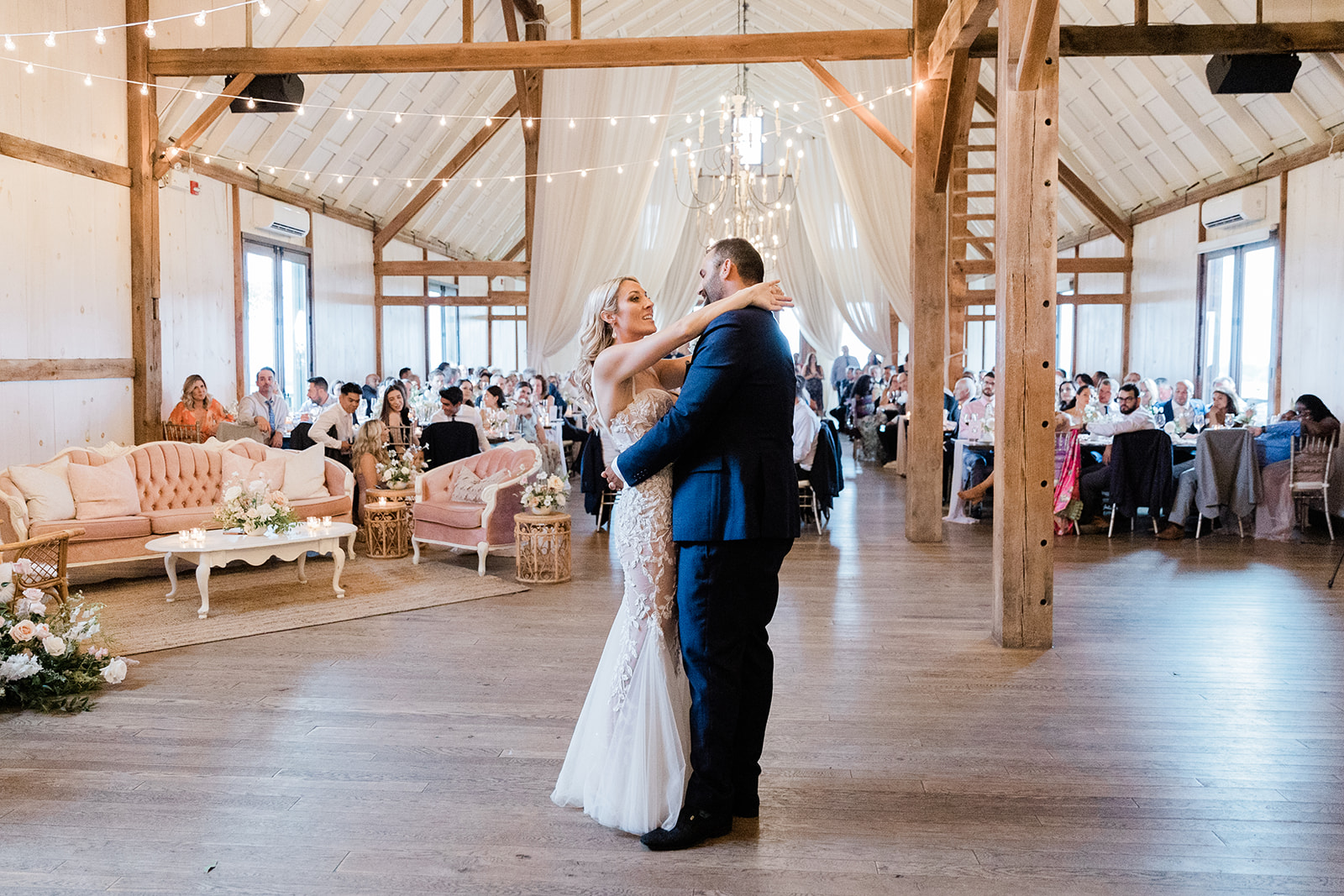 first dance embrace at farm to table wedding by jess collins photography