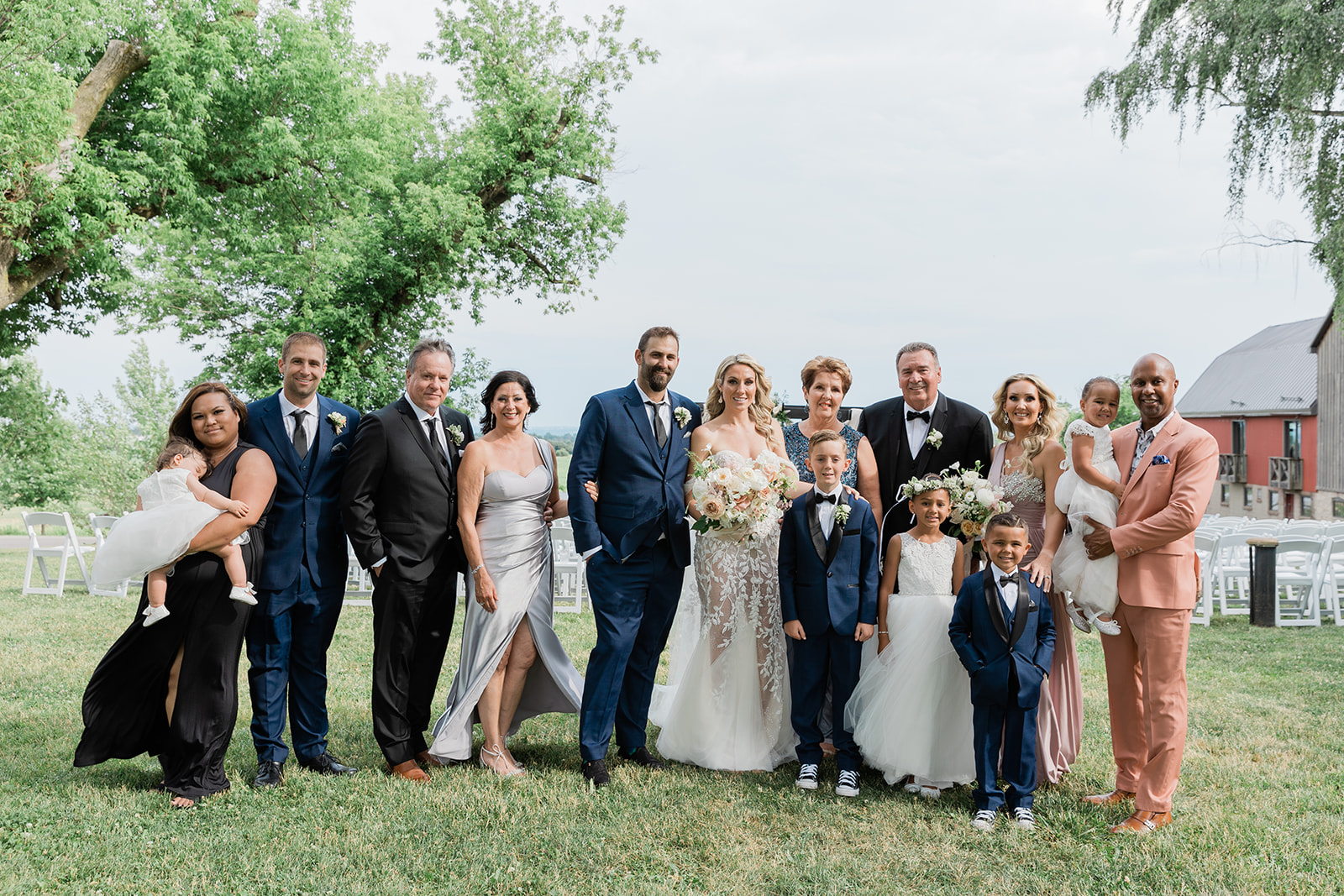 full family portrait at farm to table wedding by jess collins photography