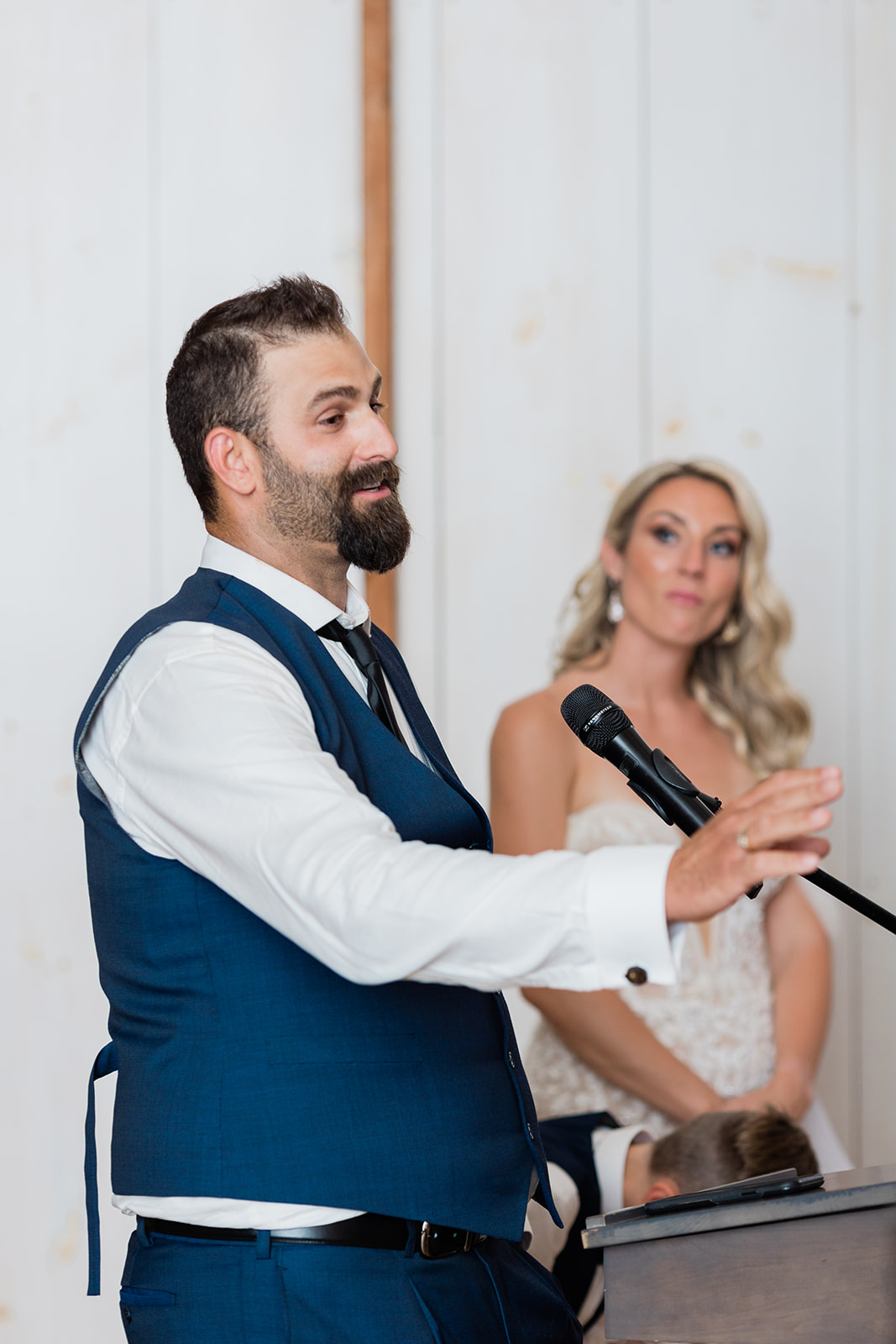 groom speech wedding reception at farm to table wedding by jess collins photography