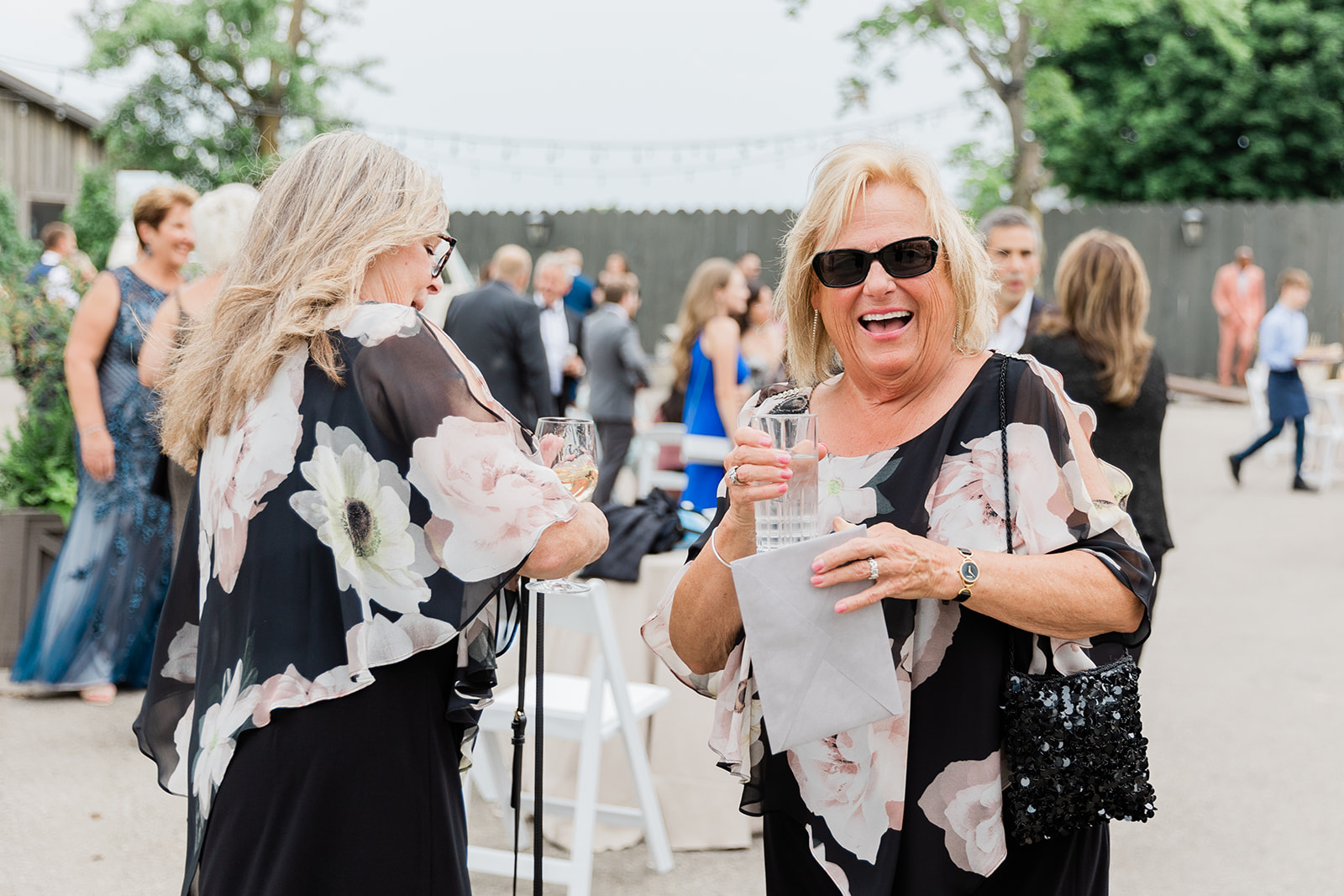 guest laughing at farm to table wedding by jess collins photography