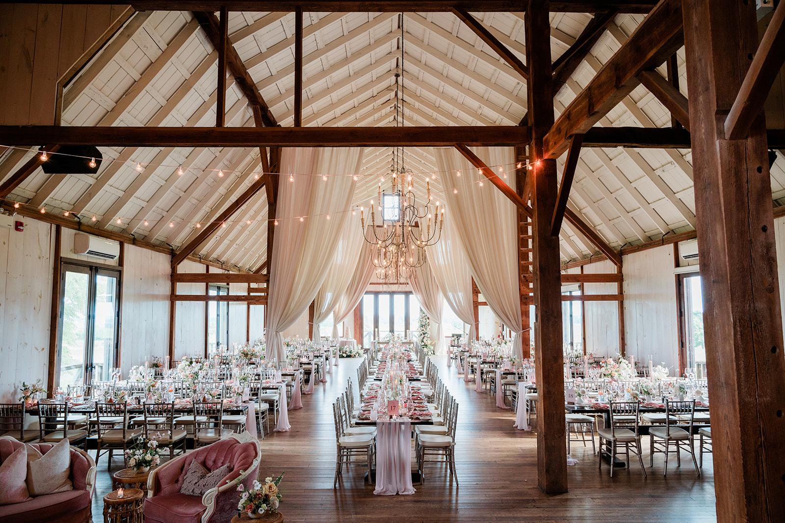 wedding reception at farm to table wedding by jess collins photography