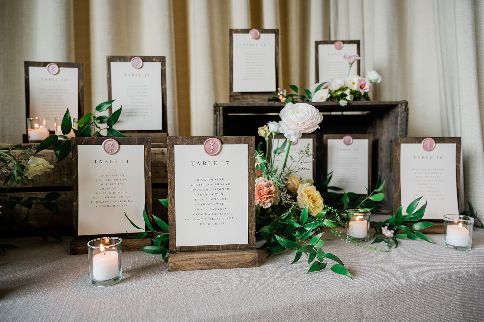 wedding reception welcome table at farm to table wedding by jess collins photography