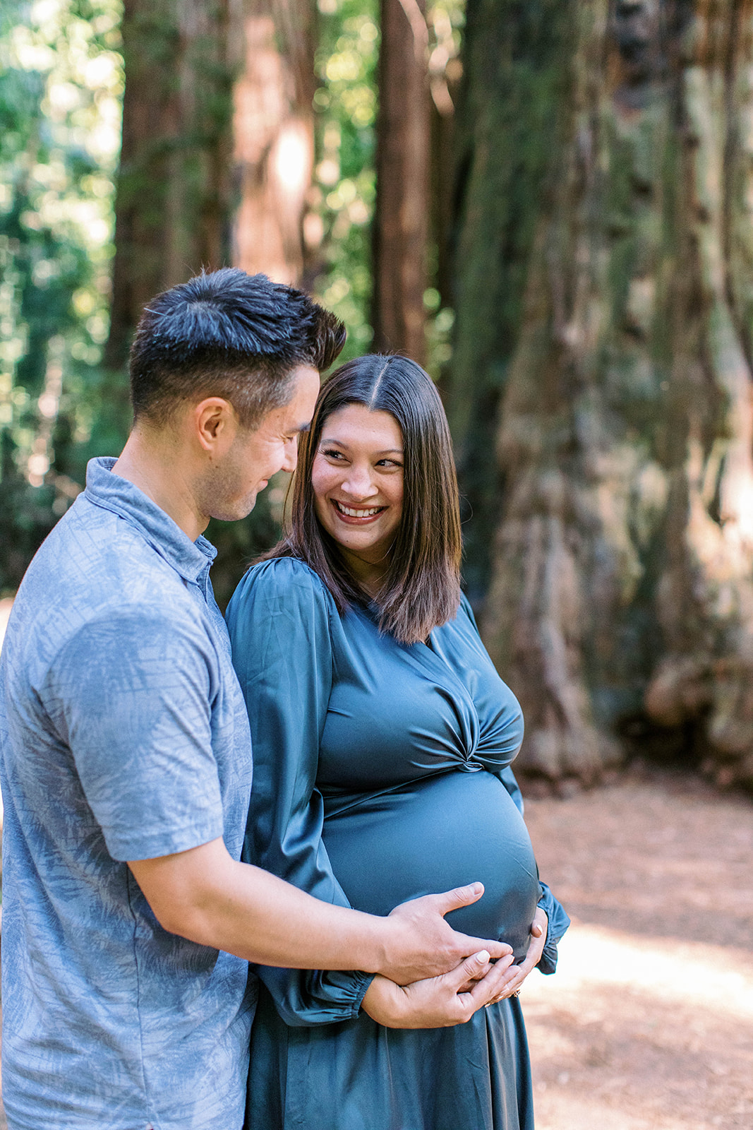 pregnant woman in redwoods