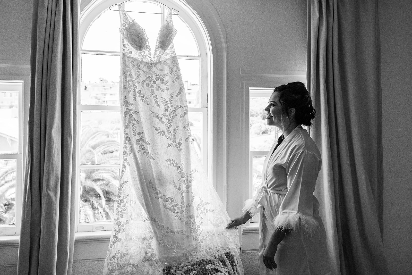 Bride adoring dress