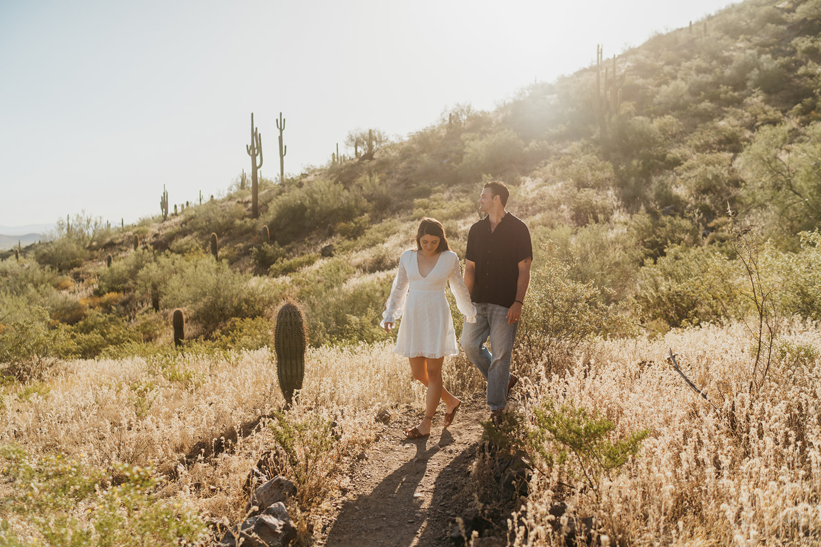 A couple at Picacho Peak State Park celebrating their wedding anniversary