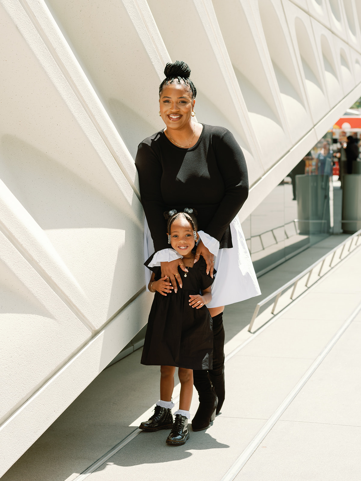 Mother & Daughter Portrait Session in Downtown Los Angeles, CA.   Walt Disney Concert Hall and The Broad Museum