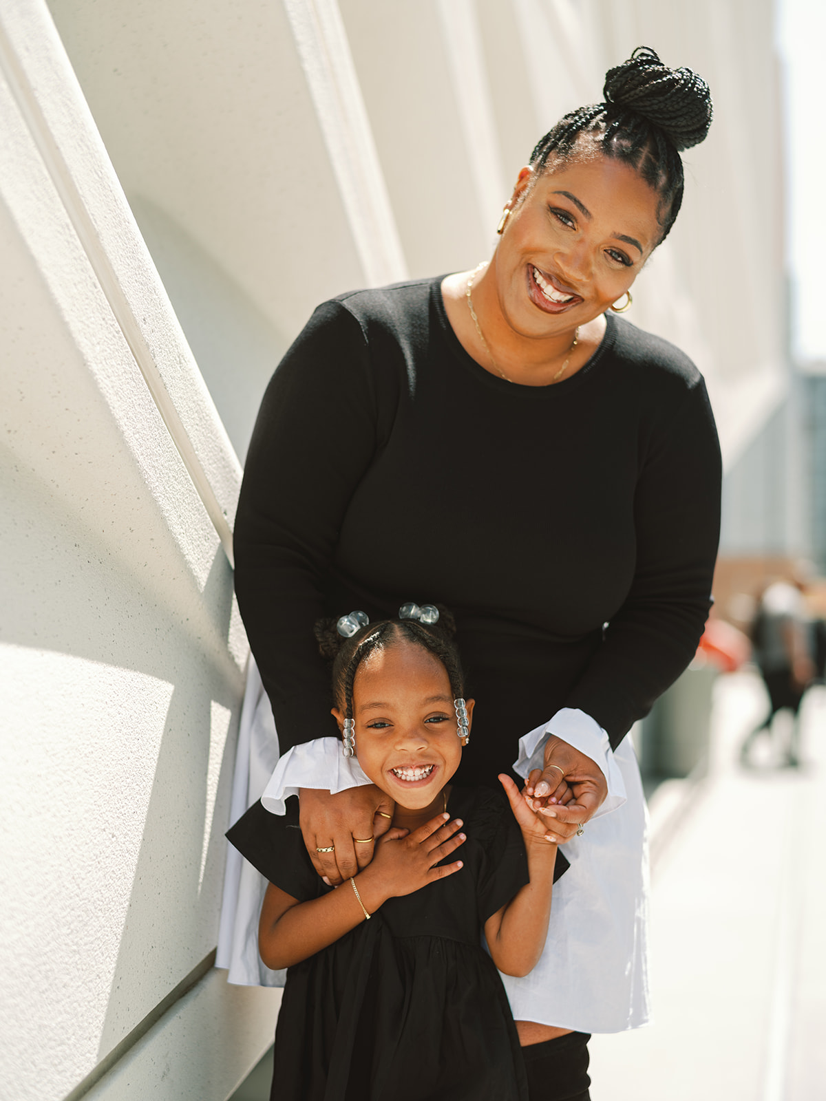 Mother & Daughter Portrait Session in Downtown Los Angeles, CA.   Walt Disney Concert Hall and The Broad Museum