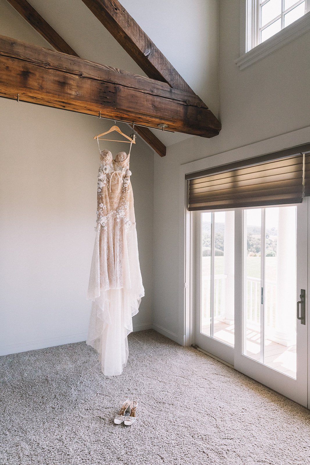 Unique wedding gown with removable sleeves for this Central Coast wedding at Higuera Ranch in California